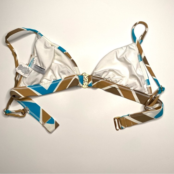 Trina Turk Blue Tan Geometric Bikini Top - Picture 5 of 8